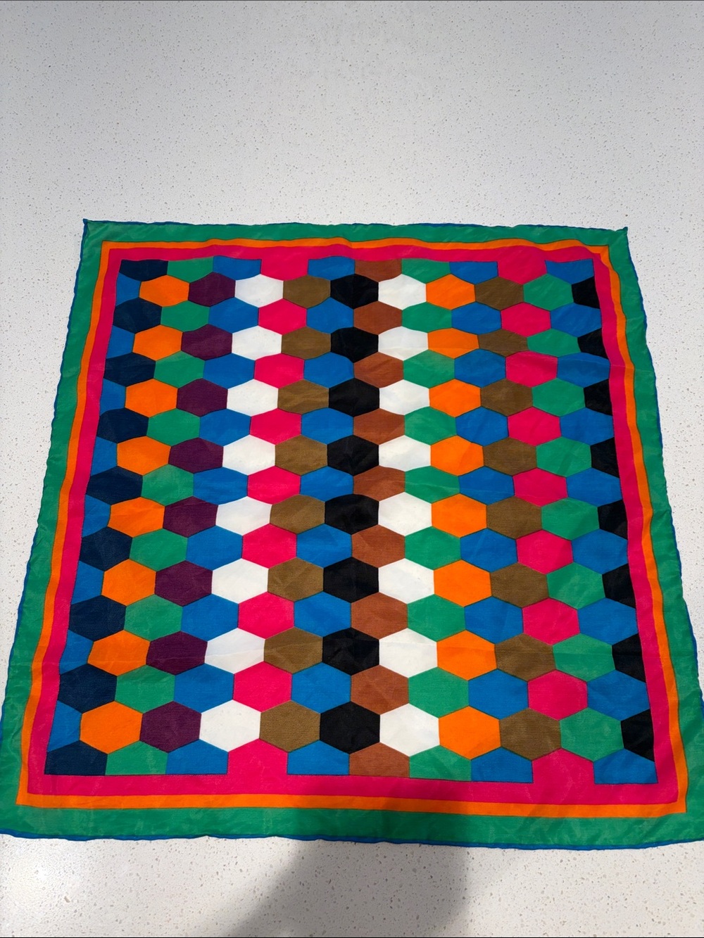 Vintage, Vibrant Multicolor Geo Hexagon Scarf - Zara no label